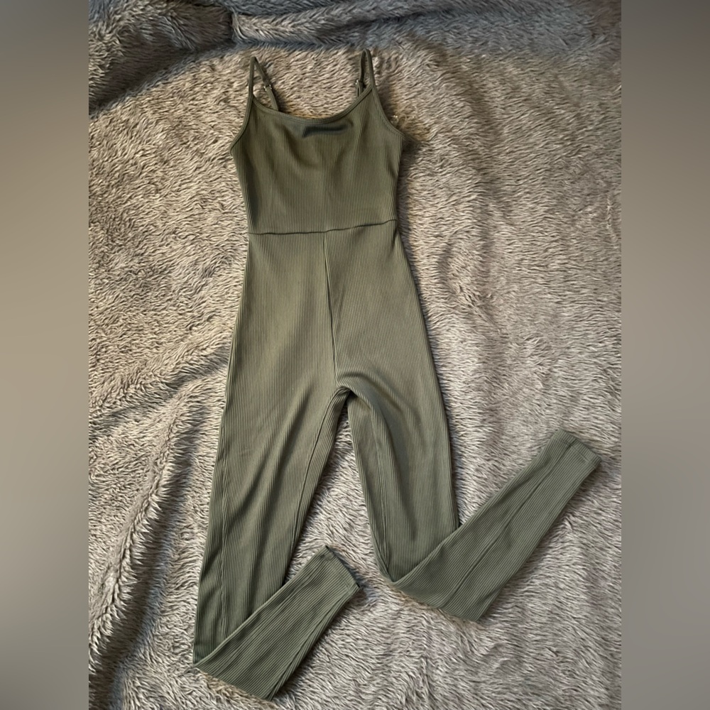 Wild Fable Olive Ribbed Tank top Jumpsuit Romper XS